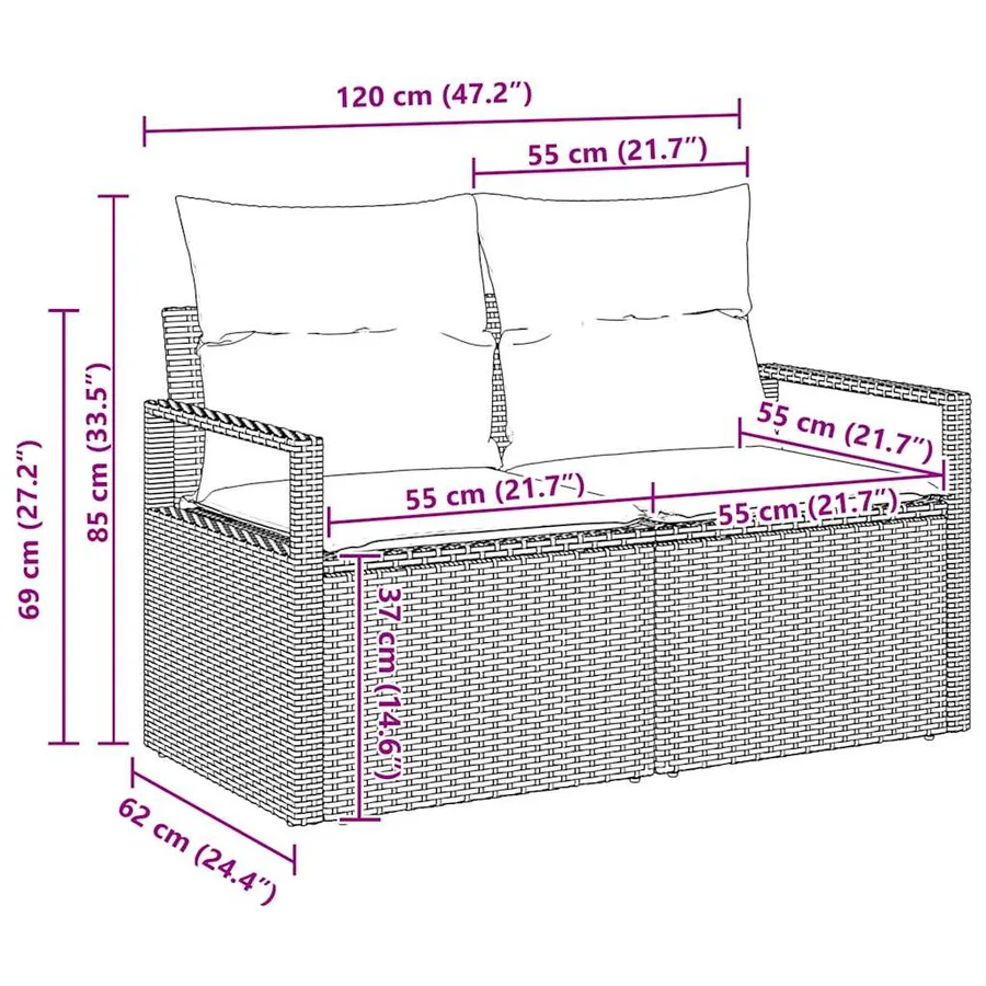 Ensemble de Canapés 5 pcs Noir polyrotin - 10