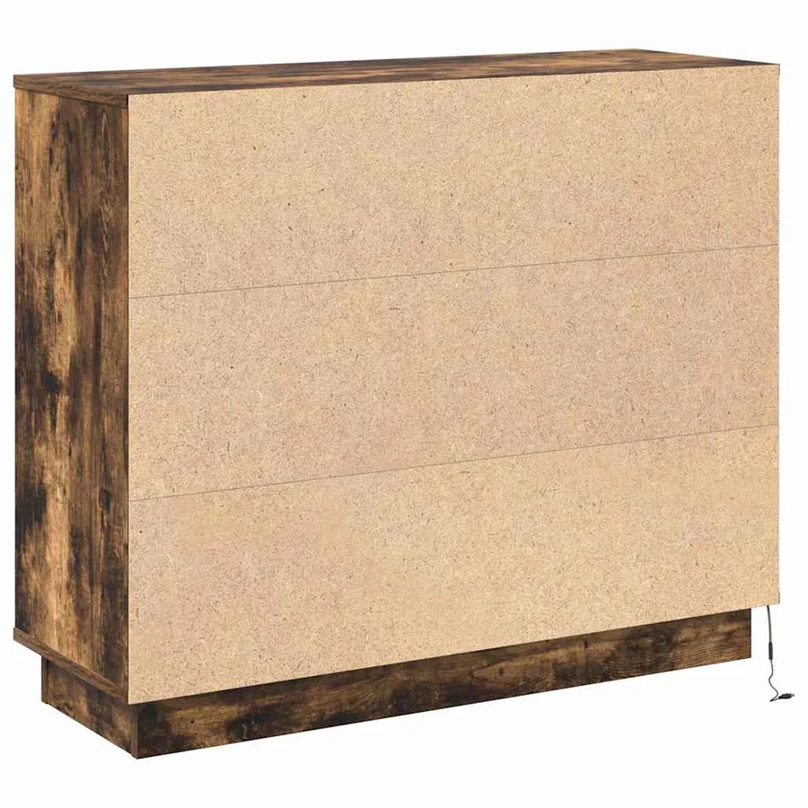 Buffet LED Chêne fumé 90 x 32 x 75 cm Bois d'ingénierie - 11