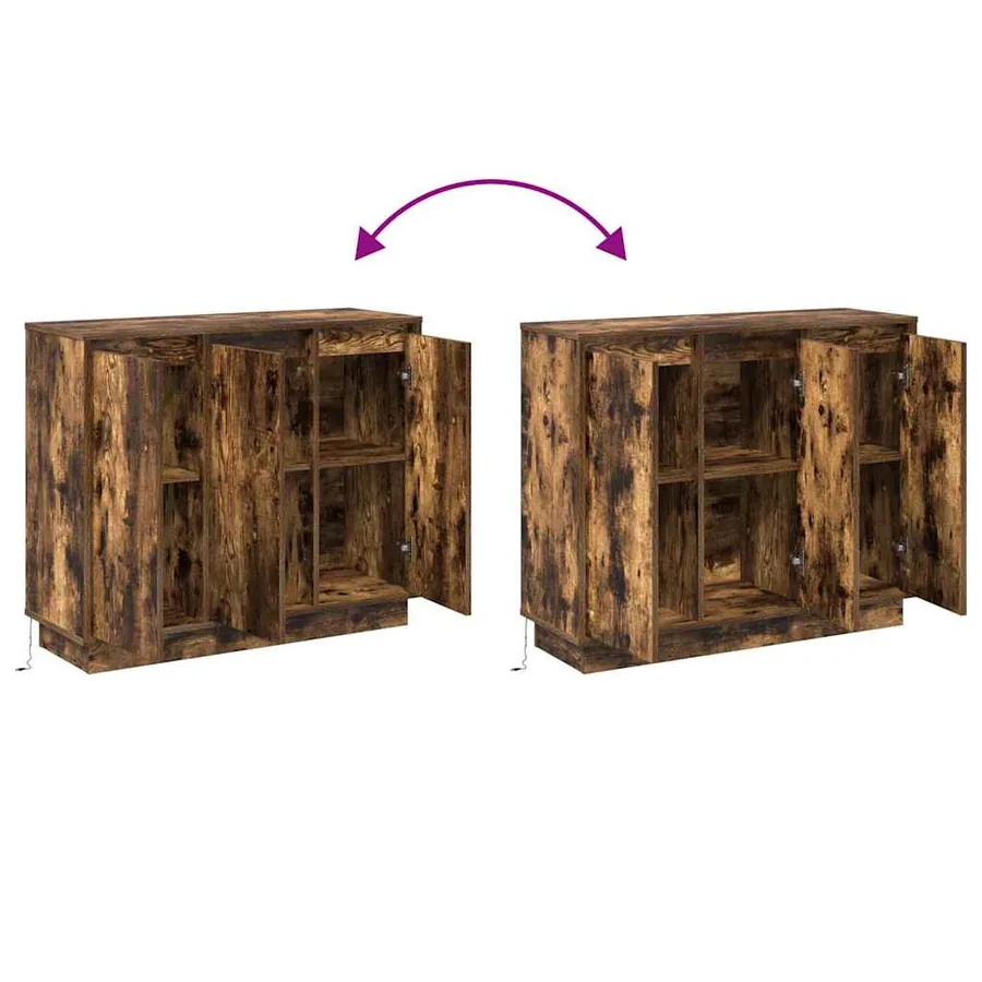 Buffet LED Chêne fumé 90 x 32 x 75 cm Bois d'ingénierie - 15