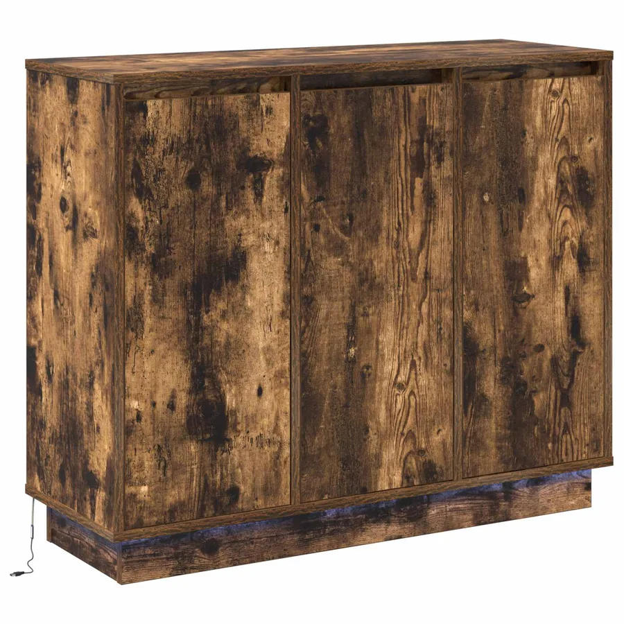 Buffet LED Chêne fumé 90 x 32 x 75 cm Bois d'ingénierie - 2