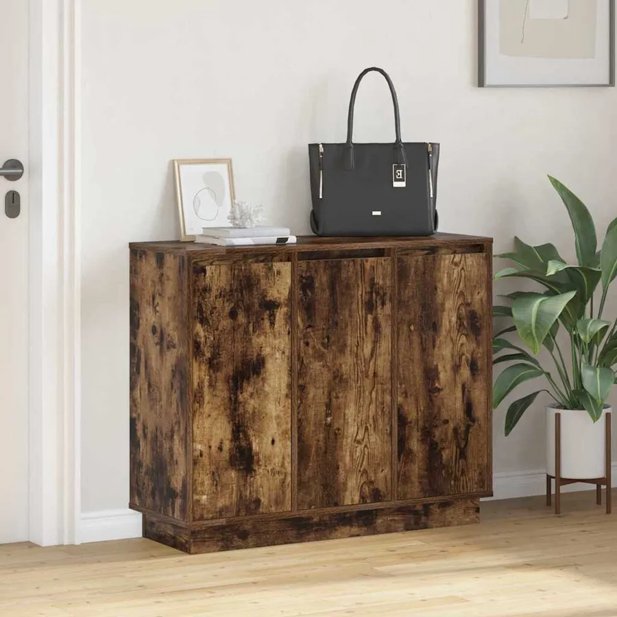 Buffet LED Chêne fumé 90 x 32 x 75 cm Bois d'ingénierie - 5