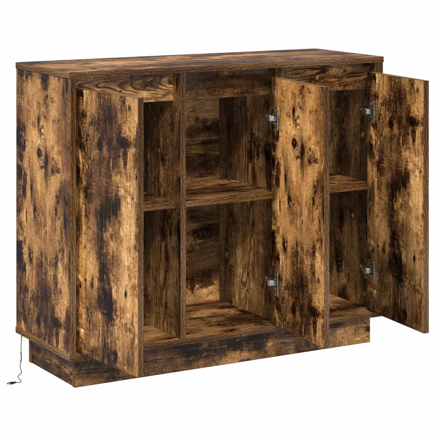 Buffet LED Chêne fumé 90 x 32 x 75 cm Bois d'ingénierie - 7