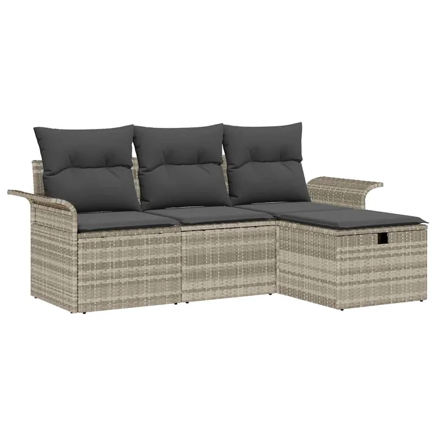 Ensemble de canapé de jardin 4 pcs Gris clair Poly rotin - 2