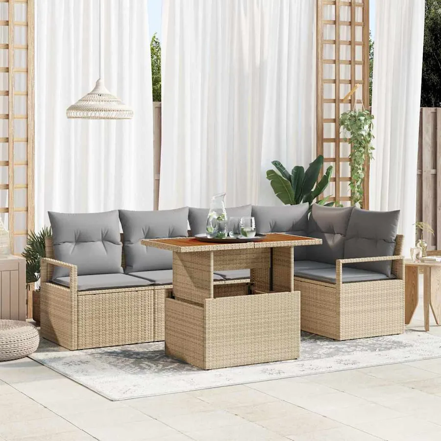Ensemble de canapé de jardin 6 pc 5-Nombre de places