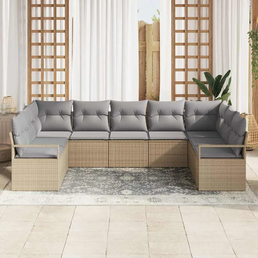 Ensemble de Canapés avec coussin 7 pcs Beige polyrotin - 3