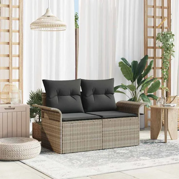 Canapé de jardin Gris clair 141 x 62 x 69 cm polyrotin