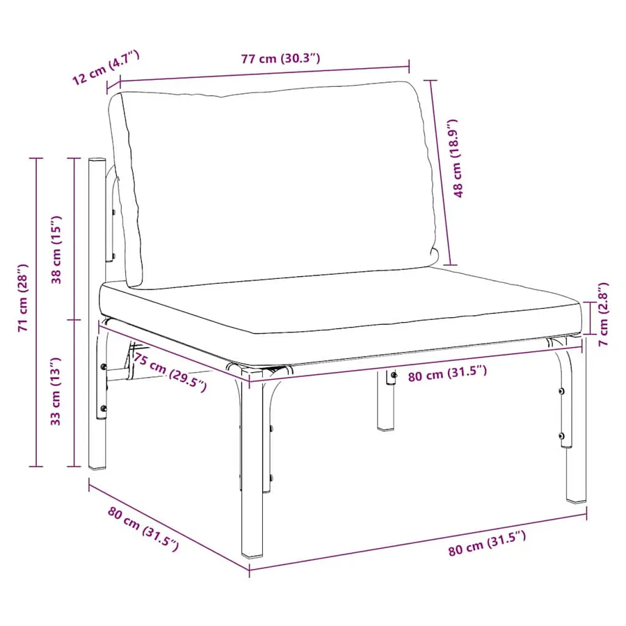 Mobilier de jardin Anthracite 80 x 80 x 71 cm Acier - 11
