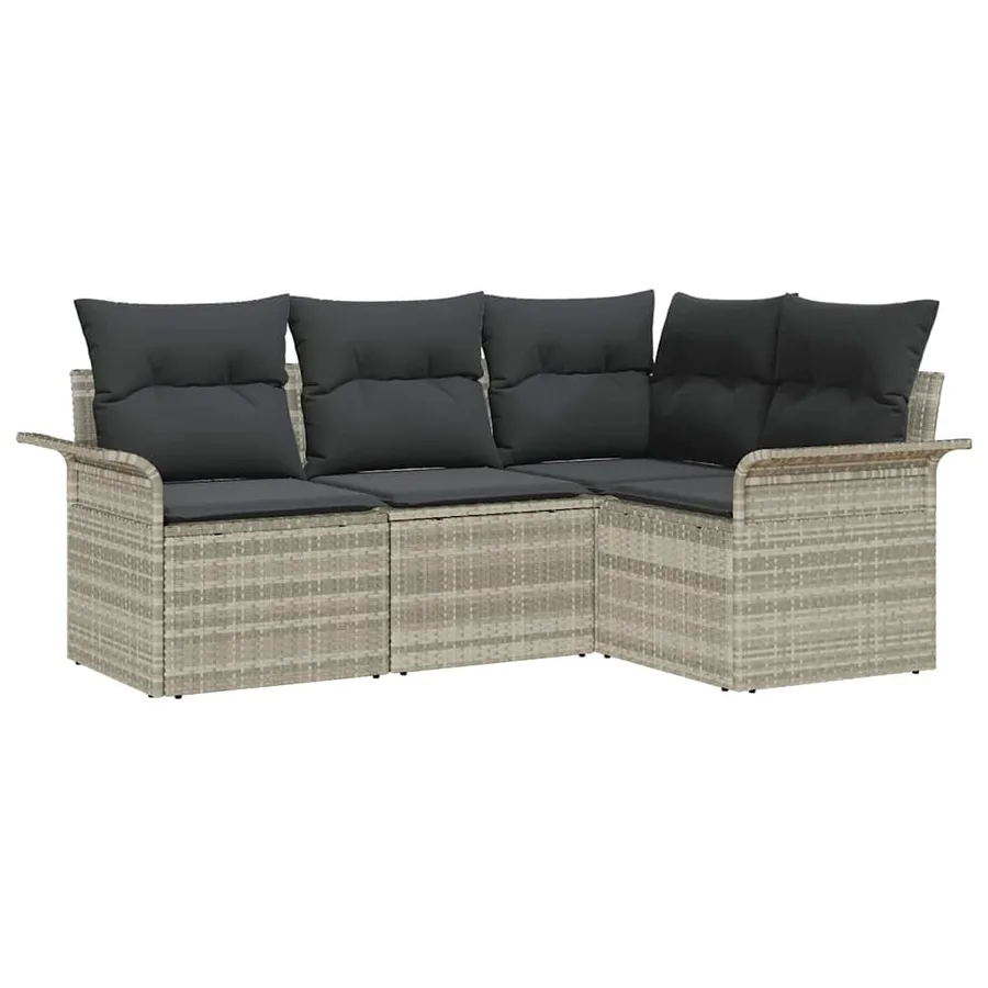 Ensemble de canapé de jardin 4 pcs Gris clair polyrotin - 2