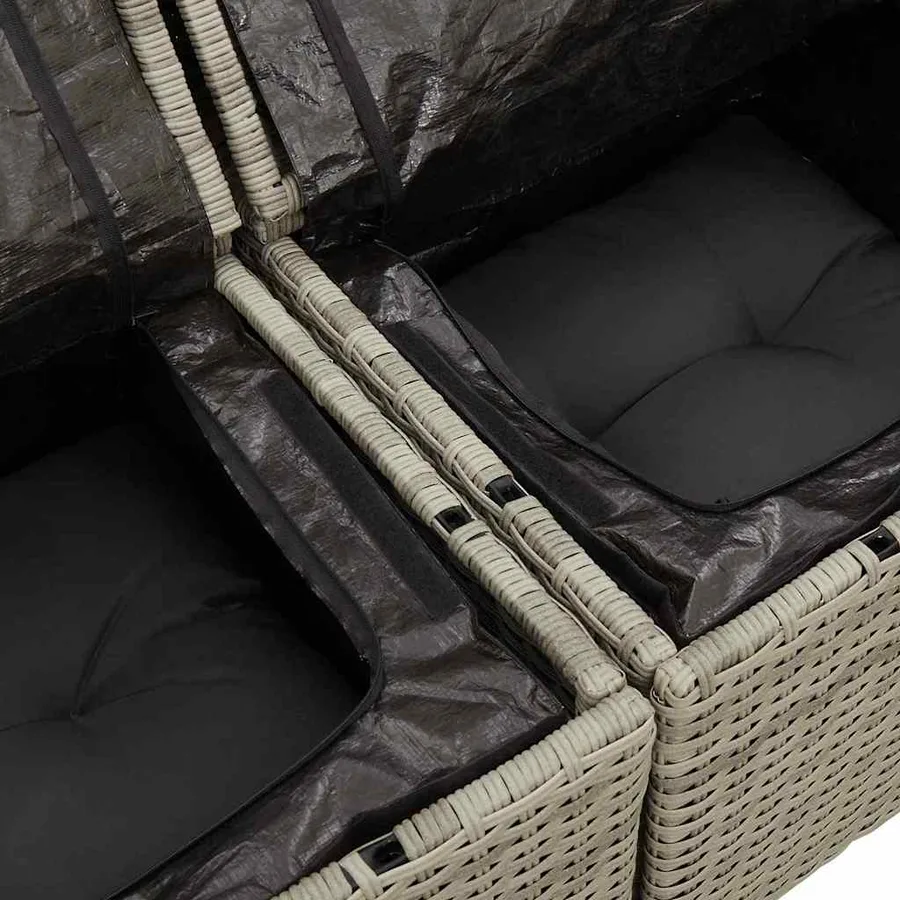 Ensemble de canapé de jardin 9 pcs Gris clair polyrotin - 9