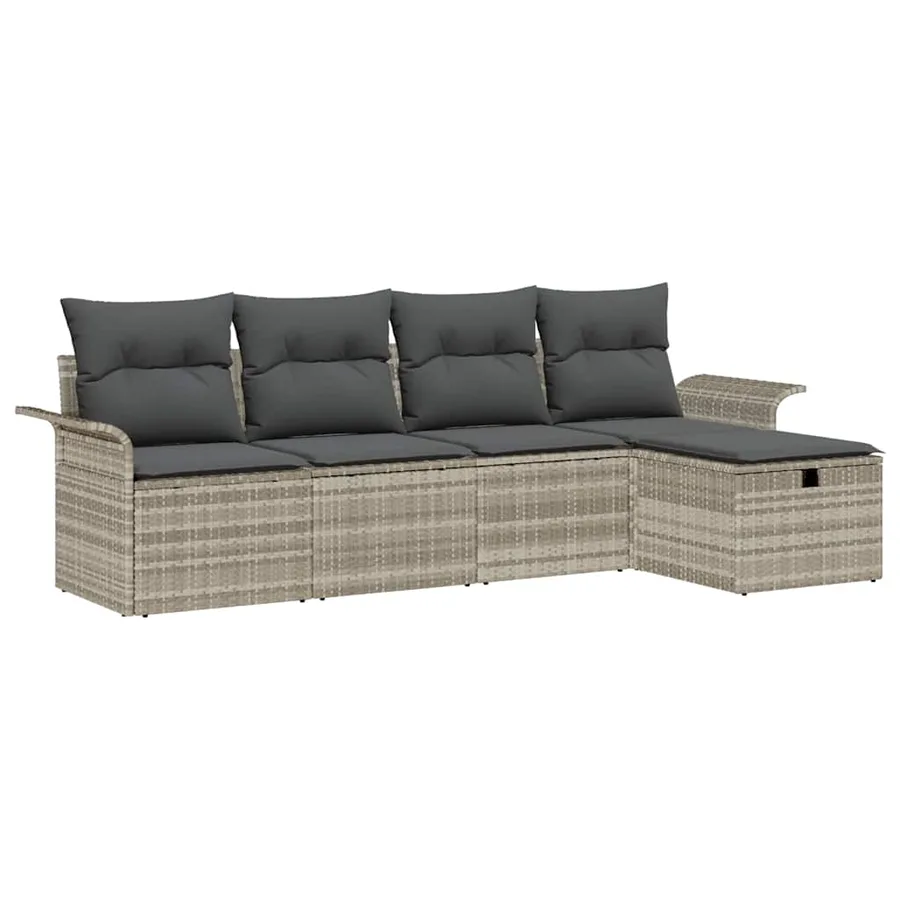 Ensemble de canapé de jardin 5 pcs Gris clair Poly rotin - 2