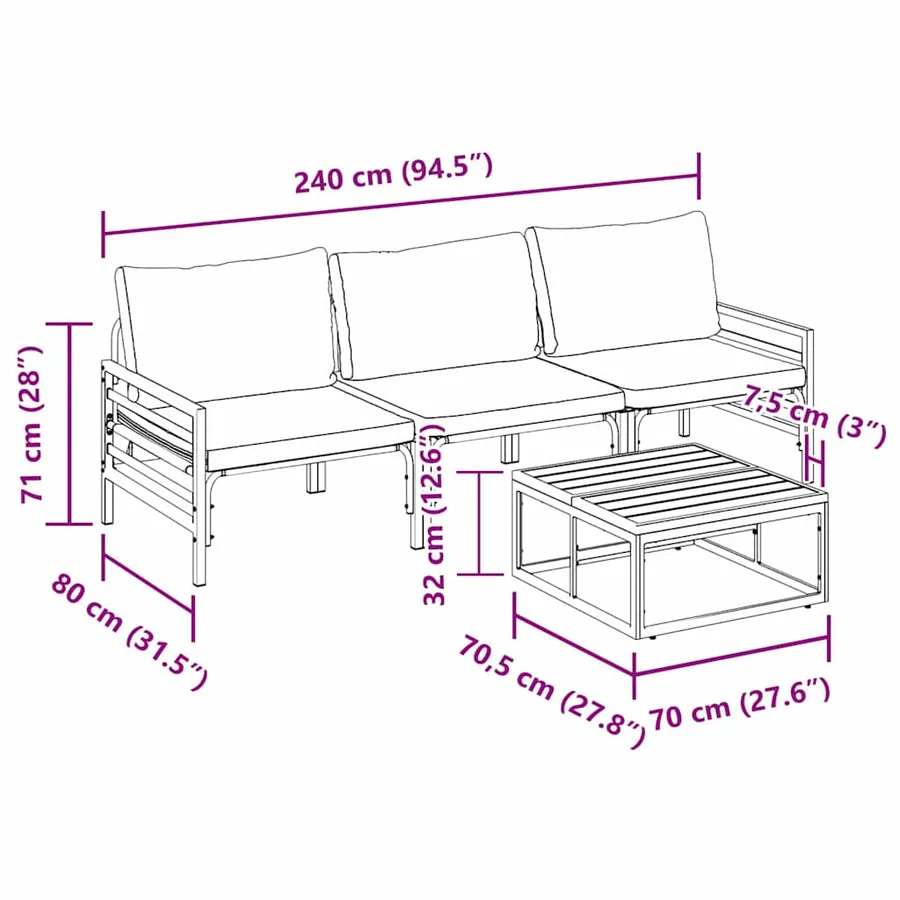 Ensemble de canapé de jardin avec coussin 4 pcs Noir Acier - 13