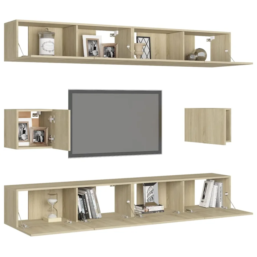 Ensemble de meubles TV 6 pcs Chêne sonoma Bois d'ingénierie - 3