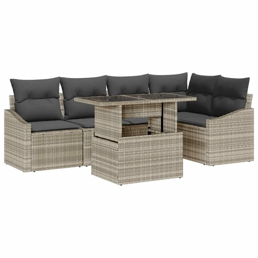 Ensemble de canapé de jardin avec coussin 6 pcs Gris clair - 2