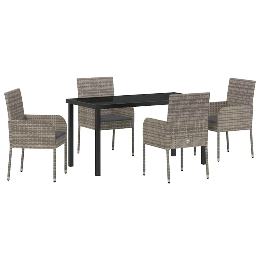Ensemble de salle à manger pour jardin 5 pcs Gris polyrotin - 2