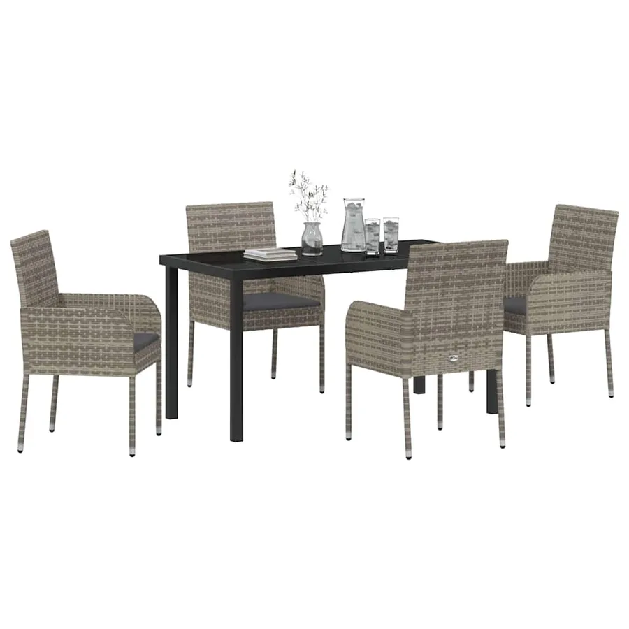 Ensemble de salle à manger pour jardin 5 pcs Gris polyrotin - 3
