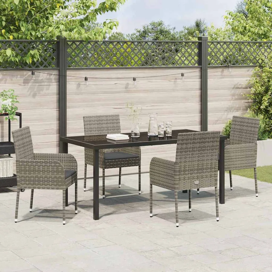 Ensemble de salle à manger pour jardin 5 pcs Gris polyrotin - 4