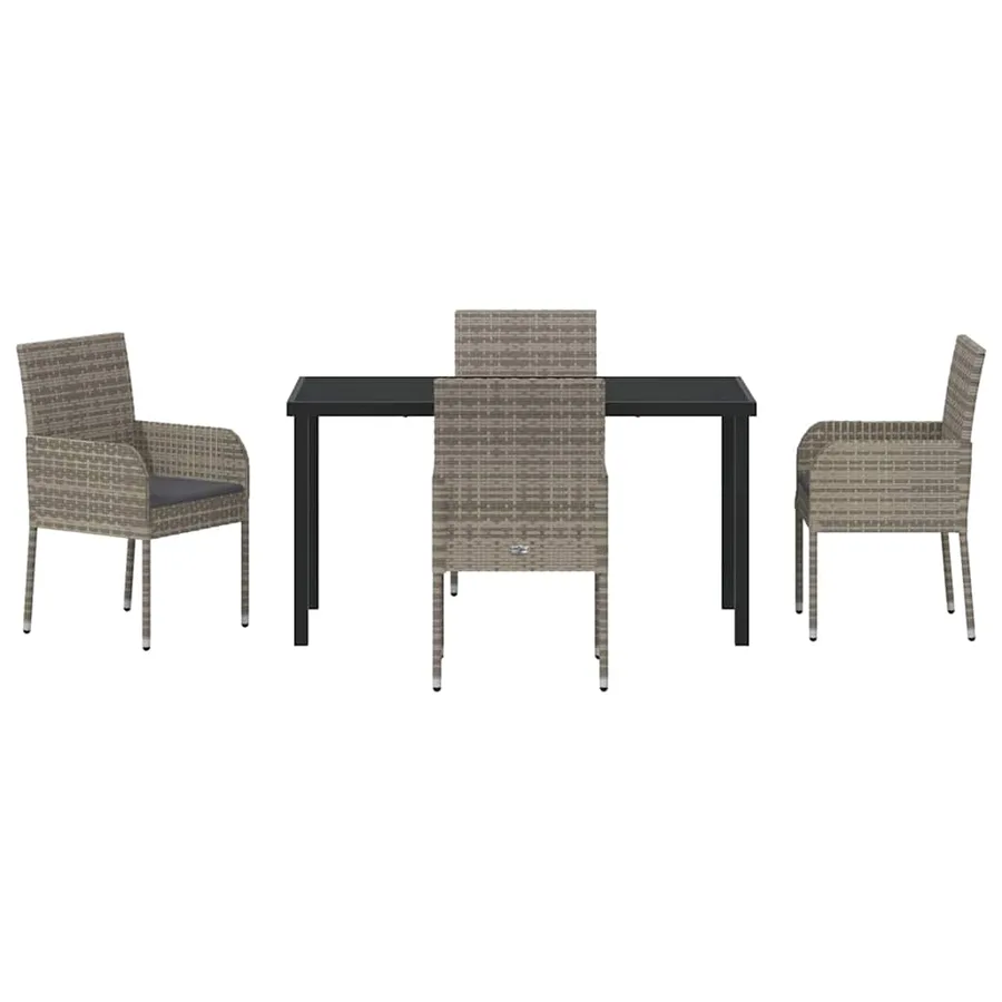 Ensemble de salle à manger pour jardin 5 pcs Gris polyrotin - 7
