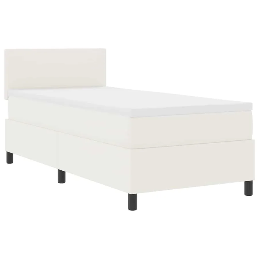 Lit à ressorts avec tête de lit Crème et Blanc 100 x 200 cm - 2
