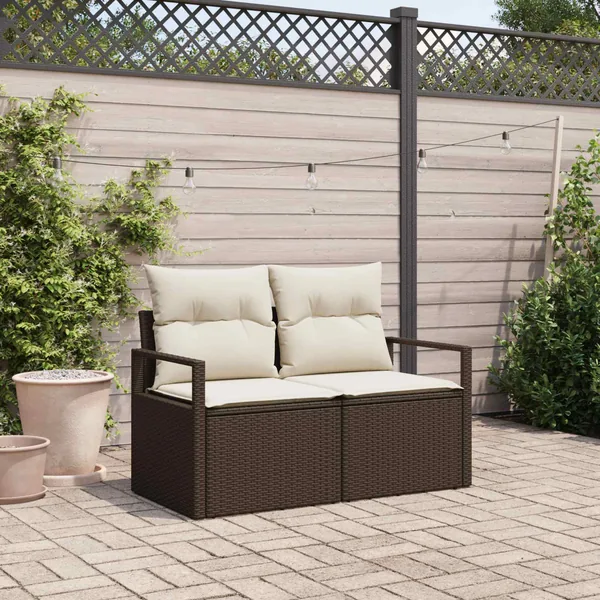 Canapé de jardin avec coussin 120 x 62 x 69 cm polyrotin