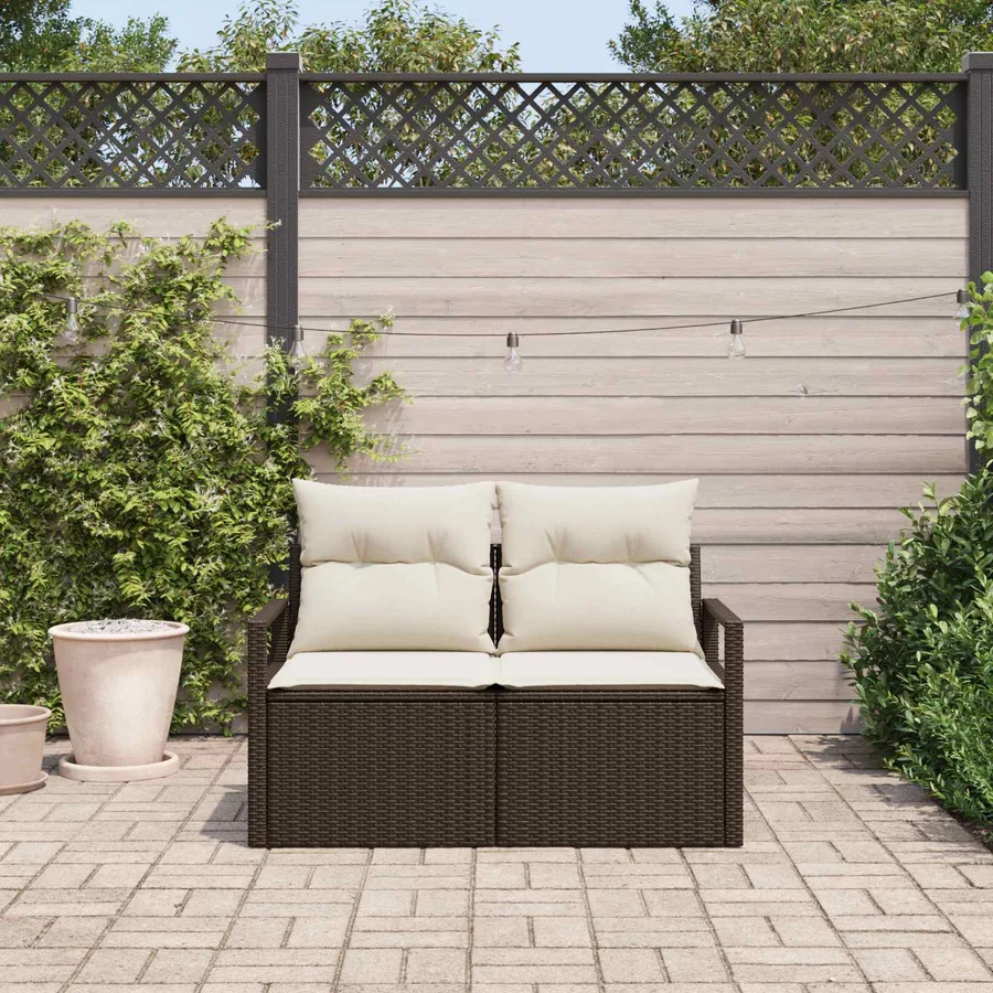 Canapé de jardin avec coussin 120 x 62 x 69 cm polyrotin - 3
