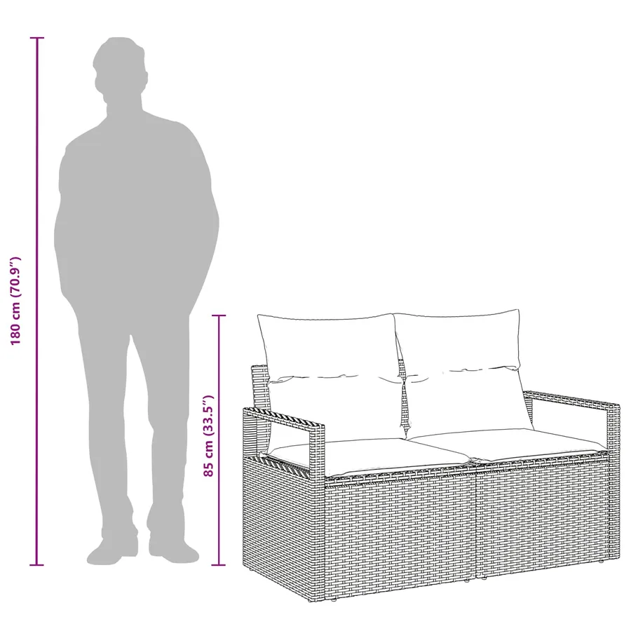 Canapé de jardin avec coussin 120 x 62 x 69 cm polyrotin - 9