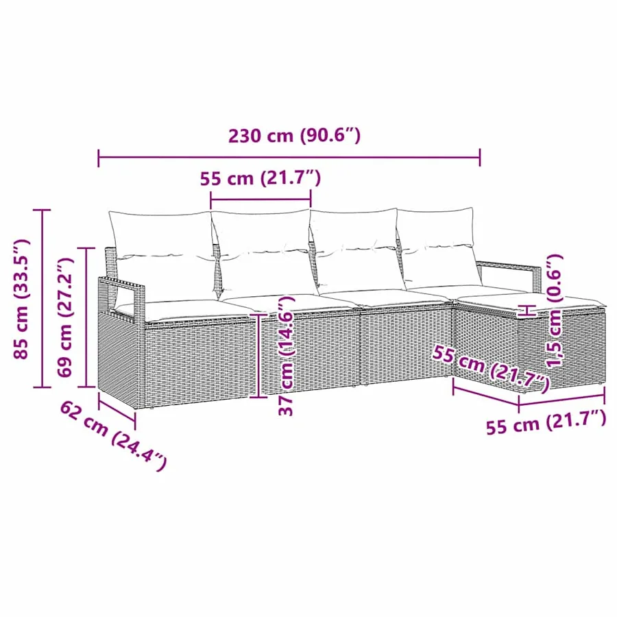 Ensemble de Canapés 5 pcs Marron polyrotin - 8