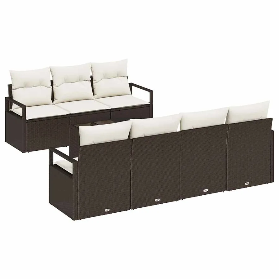 Ensemble de Canapés 8 pcs Marron et Crème polyrotin - 2