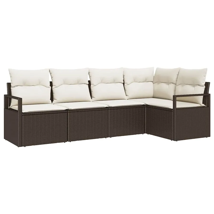 Ensemble de Canapés avec coussin 5 pcs Marron polyrotin - 2