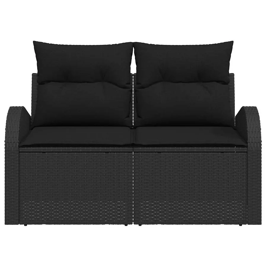 Canapé de jardin avec coussin Noir 124 x 62 x 69cm polyrotin - 3