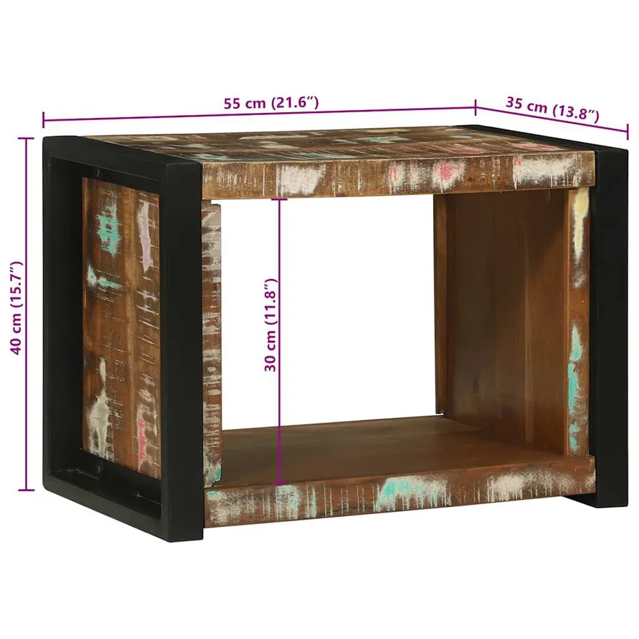 Cube Mural Marron 55 x 35 x 40 cm Bois Recyclé Solide - 12