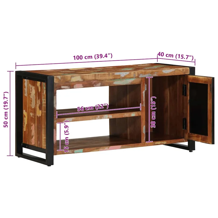 Banc à chaussures Multicolore Bois massif de récupération - 13