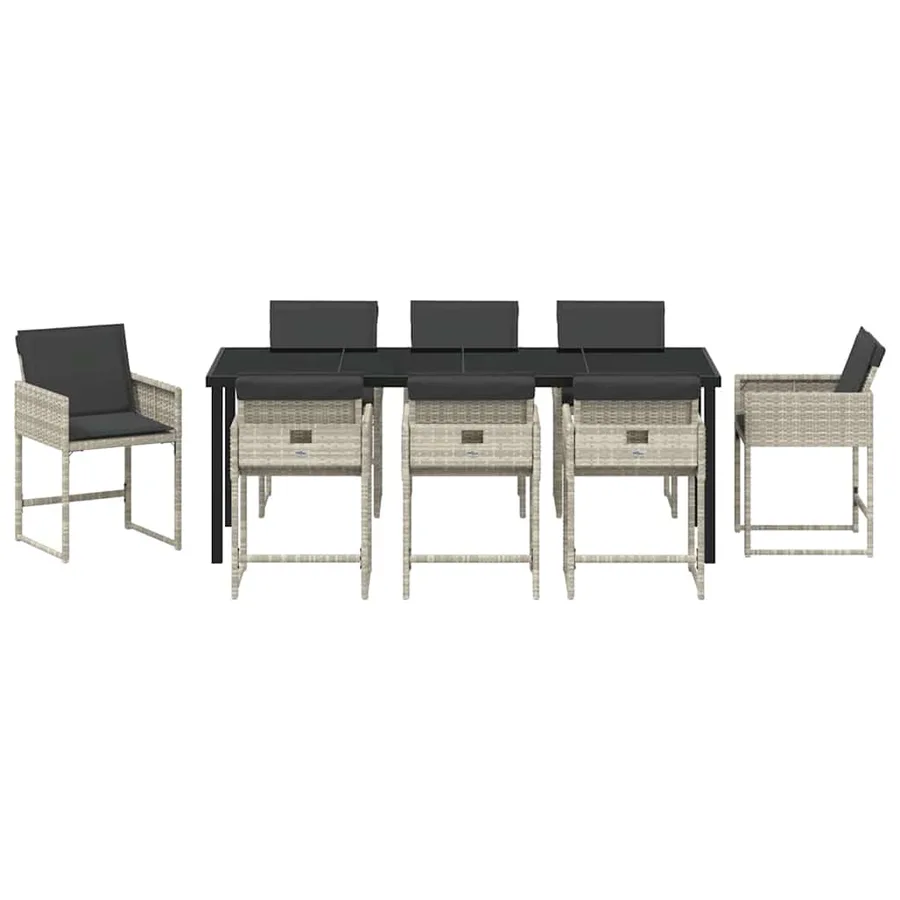 Ensemble de salle à manger pour jardin 9 pcs Gris clair - 7