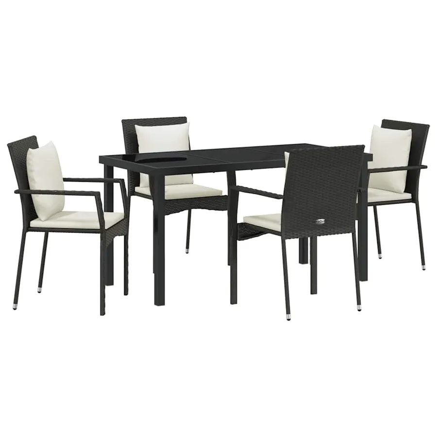 Ensemble de salle à manger pour jardin 5 pcs Noir polyrotin - 2