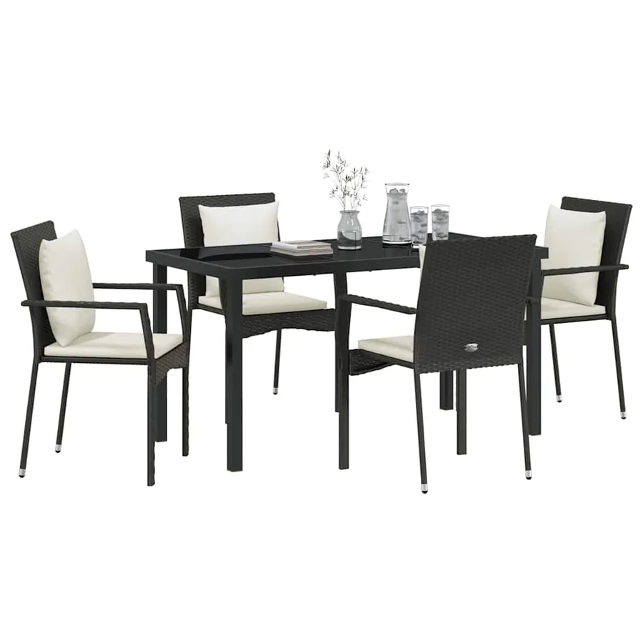Ensemble de salle à manger pour jardin 5 pcs Noir polyrotin - 3