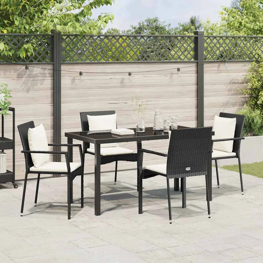 Ensemble de salle à manger pour jardin 5 pcs Noir polyrotin - 4