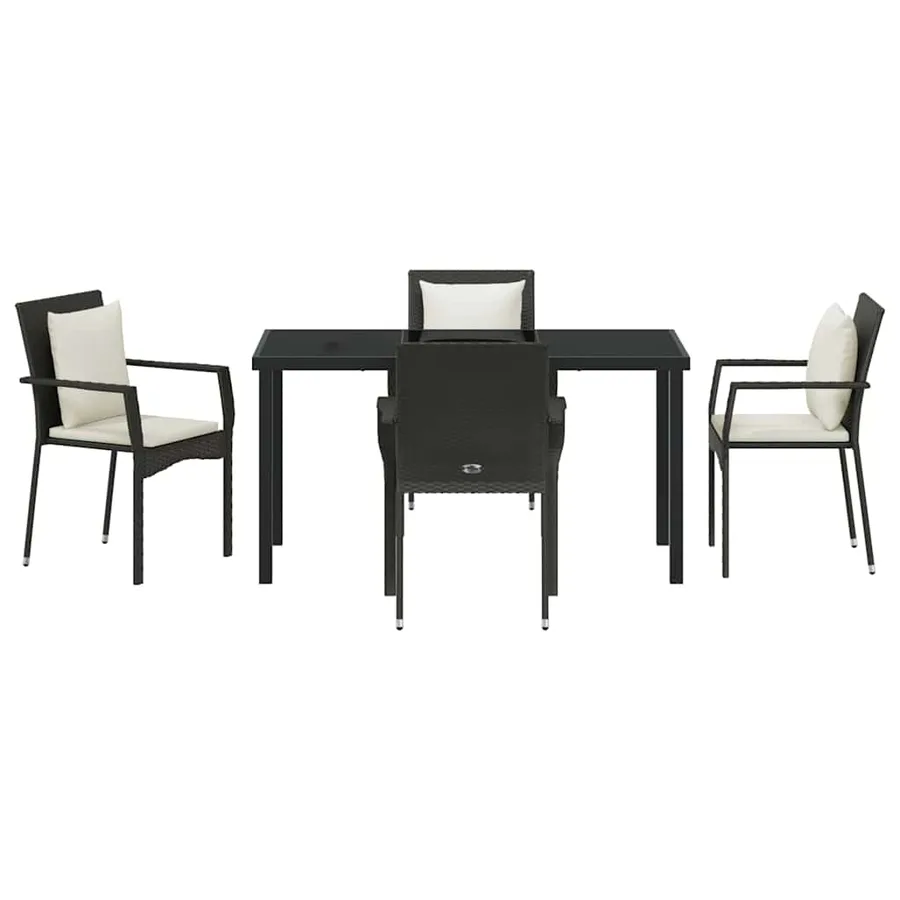 Ensemble de salle à manger pour jardin 5 pcs Noir polyrotin - 7
