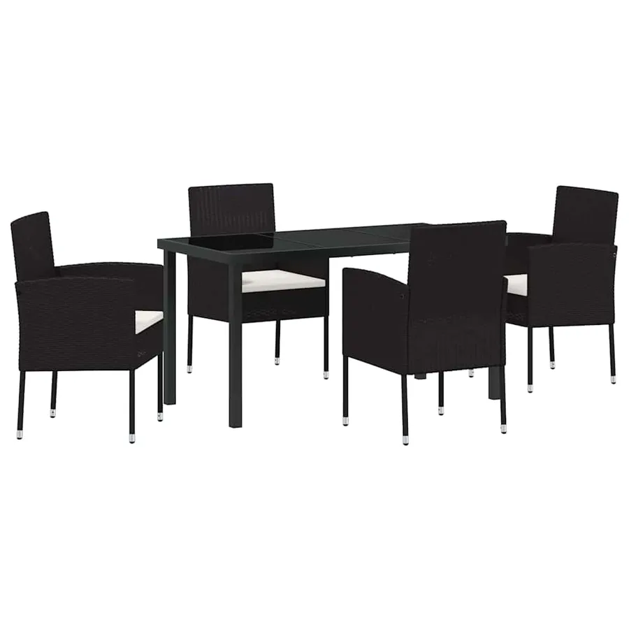 Ensemble de salle à manger pour jardin 5 pcs Noir polyrotin - 2