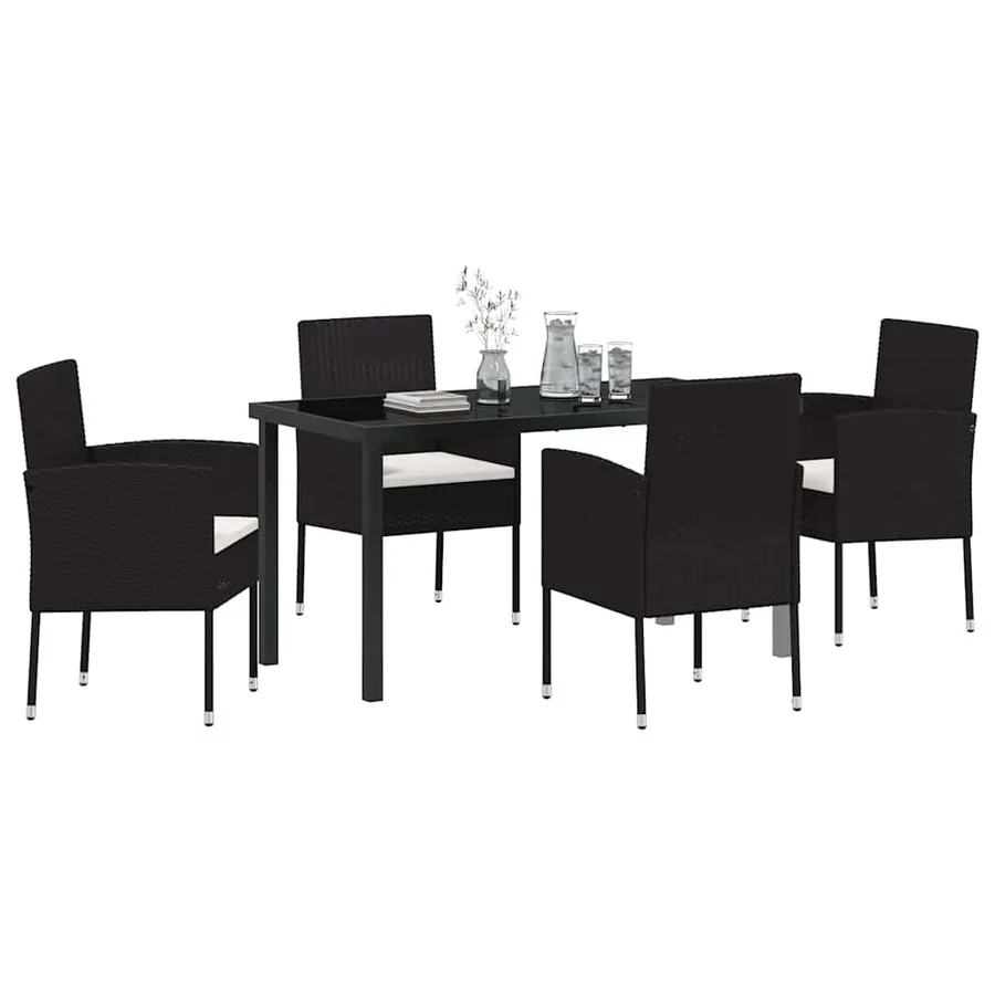 Ensemble de salle à manger pour jardin 5 pcs Noir polyrotin - 3