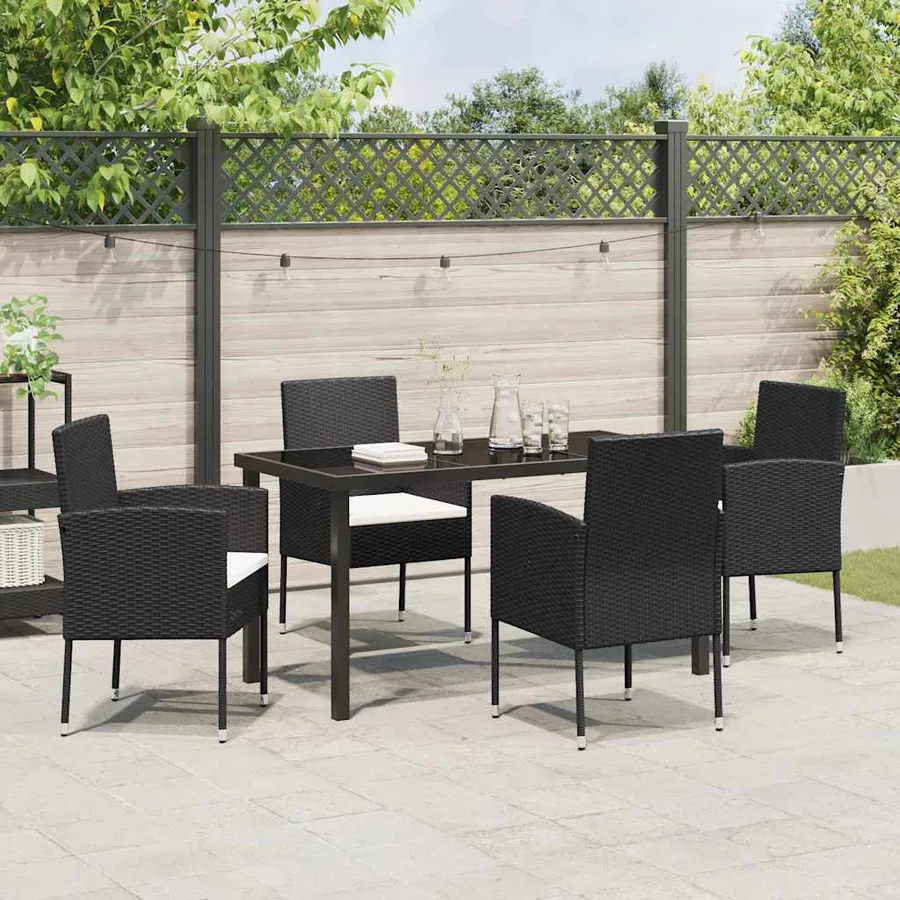 Ensemble de salle à manger pour jardin 5 pcs Noir polyrotin - 4