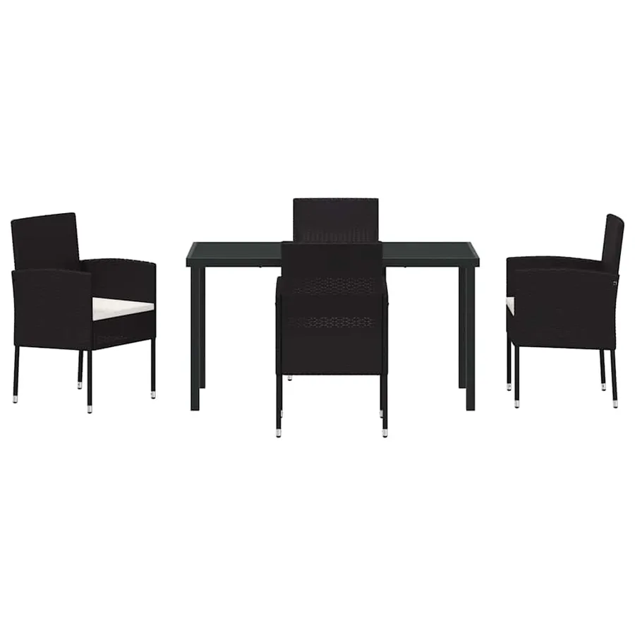 Ensemble de salle à manger pour jardin 5 pcs Noir polyrotin - 7