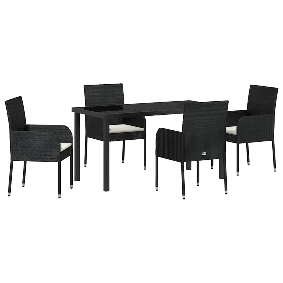 Ensemble de salle à manger pour jardin 5 pcs Noir polyrotin - 2