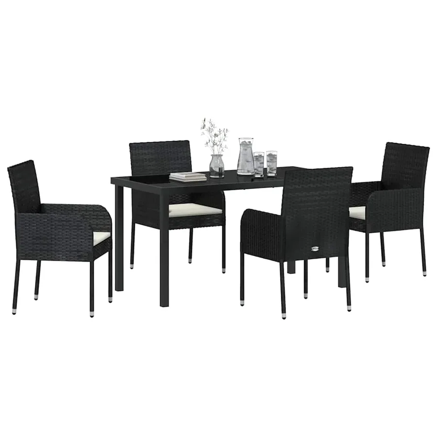 Ensemble de salle à manger pour jardin 5 pcs Noir polyrotin - 3