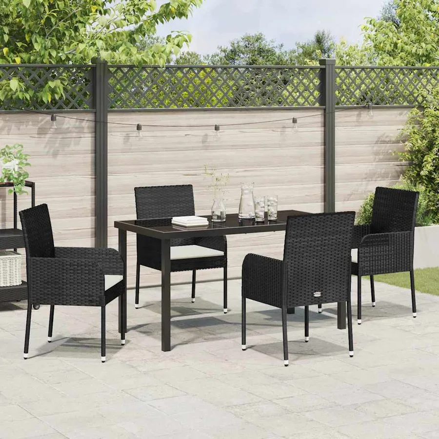 Ensemble de salle à manger pour jardin 5 pcs Noir polyrotin - 4