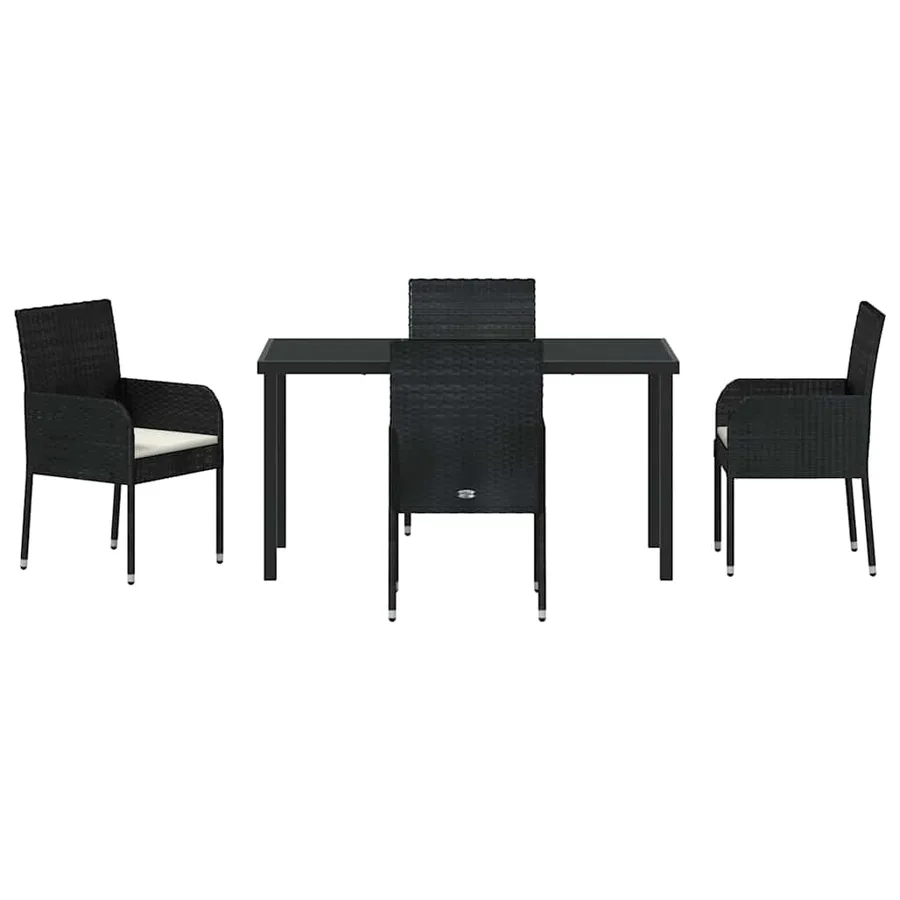 Ensemble de salle à manger pour jardin 5 pcs Noir polyrotin - 7
