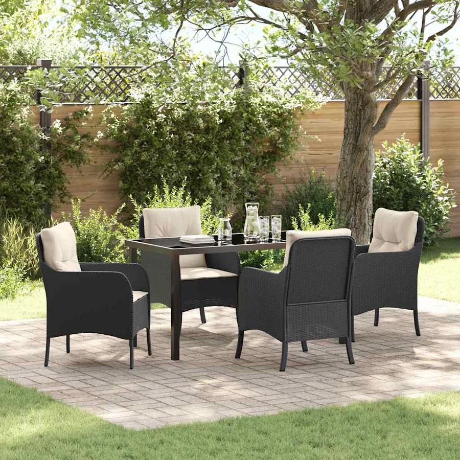 Ensemble de salle à manger pour jardin 5 pcs Noir polyrotin