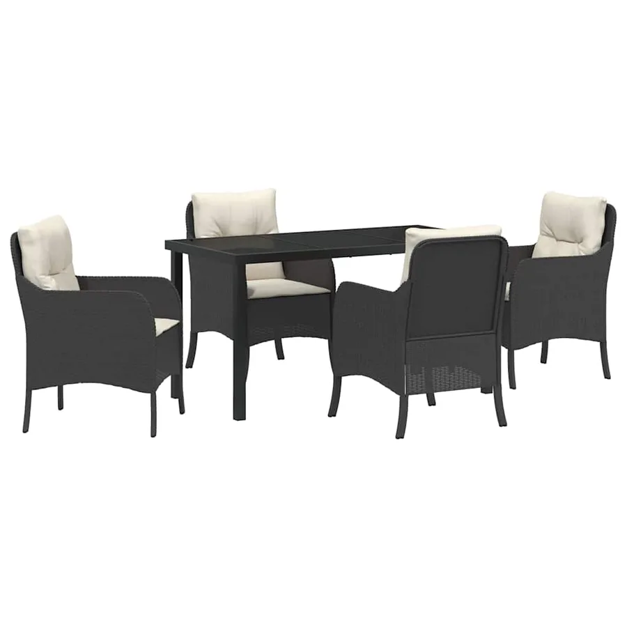 Ensemble de salle à manger pour jardin 5 pcs Noir polyrotin - 2
