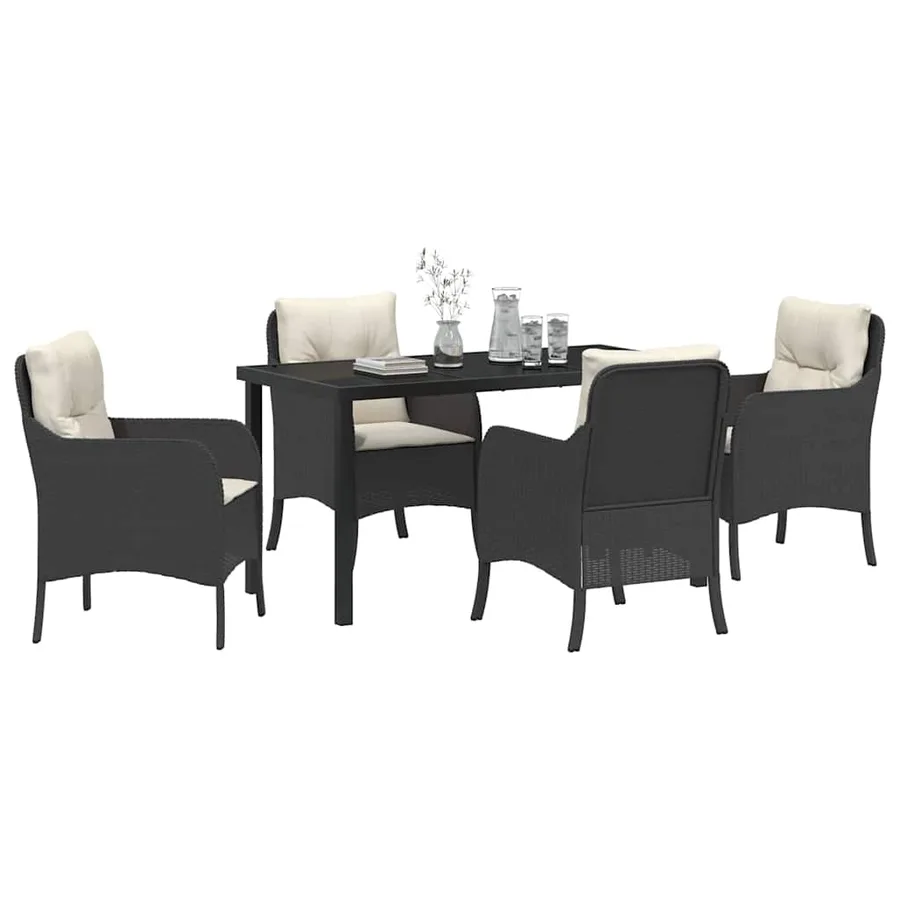 Ensemble de salle à manger pour jardin 5 pcs Noir polyrotin - 3