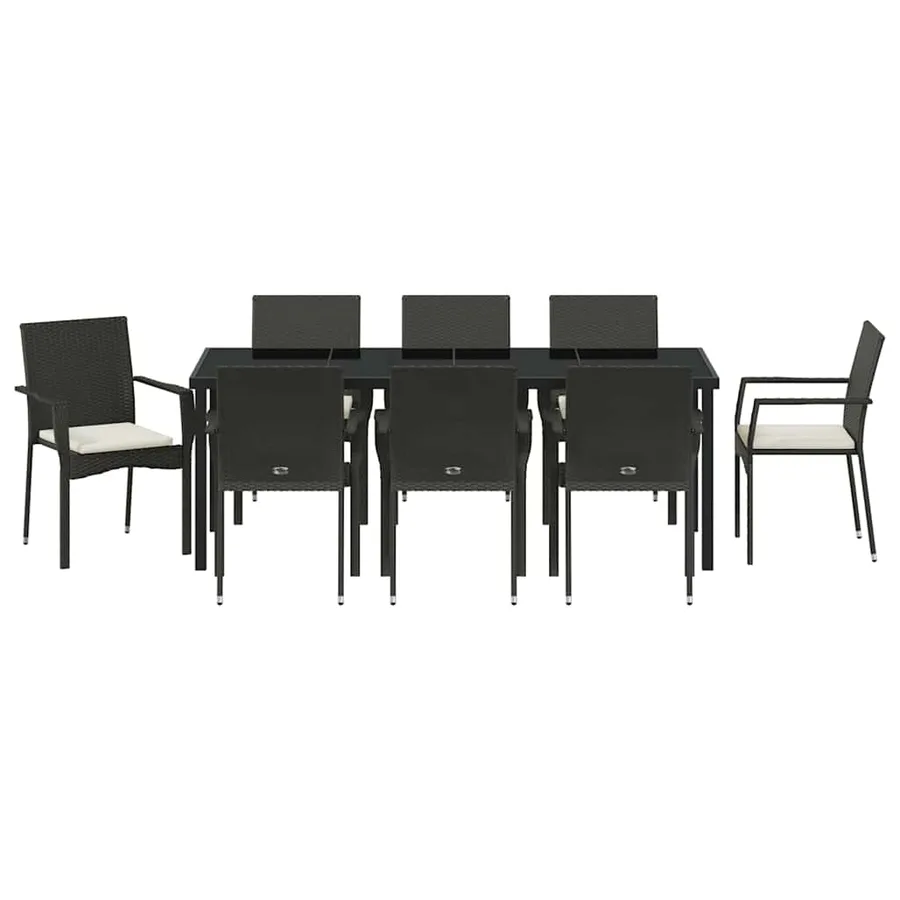 Ensemble de salle à manger pour jardin 9 pcs Noir polyrotin - 7