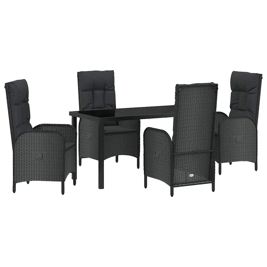 Ensemble de salle à manger pour jardin 5 pcs Noir polyrotin - 2