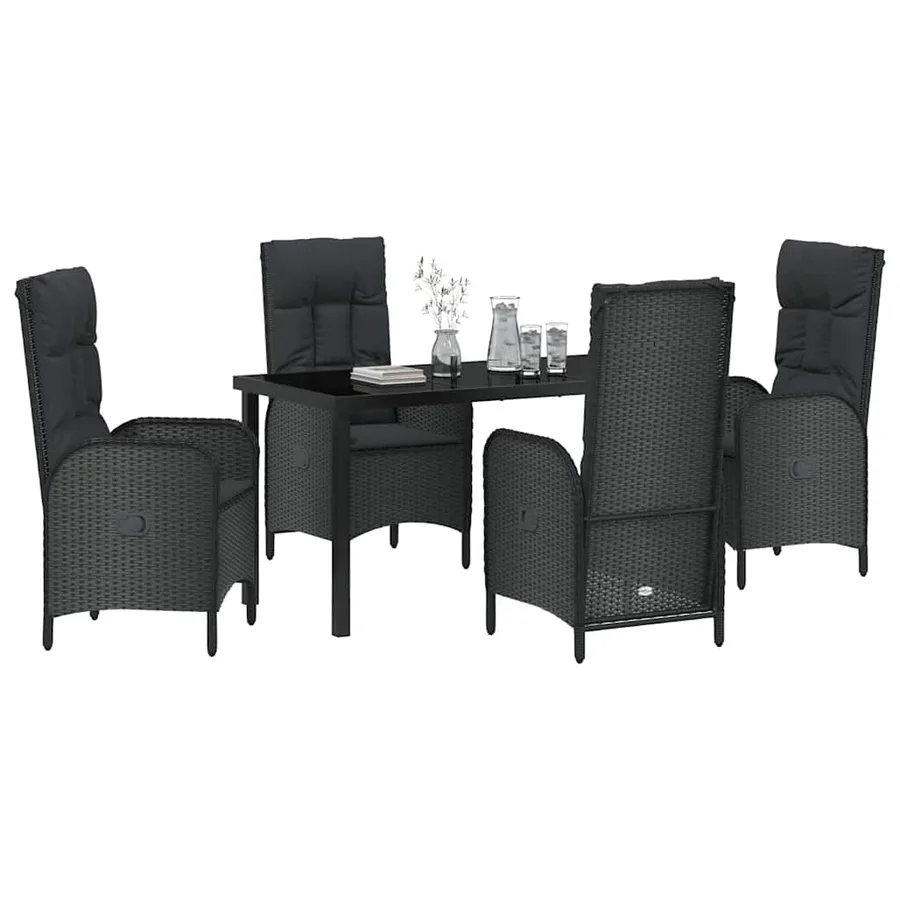Ensemble de salle à manger pour jardin 5 pcs Noir polyrotin - 3
